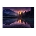 Trademark Fine Art Jesus M Garcia 'Lake House Sunrise' Canvas Art, 12x19 1X01146-C1219GG